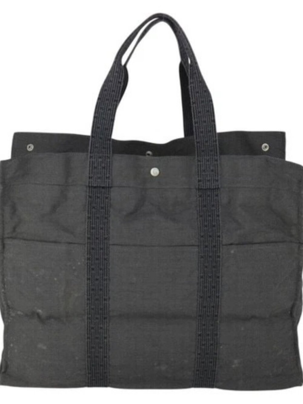 HERMES Her Line TGM Hand Bag Canvas Gray Silver - Picture 2 of 16